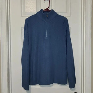 NWT Edikted Women's Blue Knit Amour High Neck Oversized Zip Sweater, Size Small